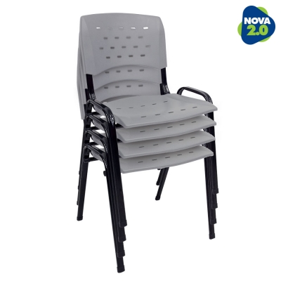 Kit 4 Cadeiras WP Flex Polipropileno Cinza