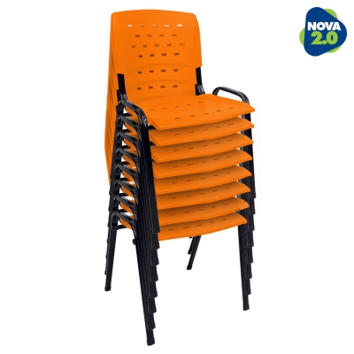 Kit 8 Cadeiras WP Flex Polipropileno Laranja
