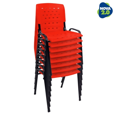 Kit 8 Cadeiras WP Flex Polipropileno Vermelha