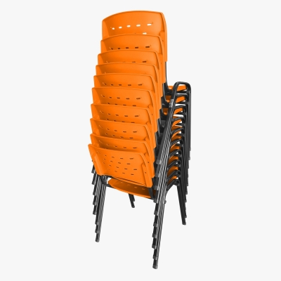 Kit 10 Cadeiras WP Flex Polipropileno Laranja