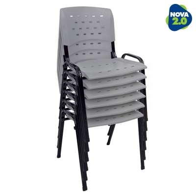 Kit 6 Cadeiras WP Flex Polipropileno Cinza