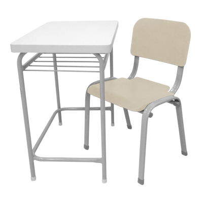 Carteira Escolar Infantil com Cadeira Bege Pastel