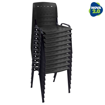 Kit 10 Cadeiras WP Flex Polipropileno Preta