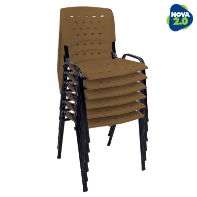 Kit 6 Cadeiras WP Flex Polipropileno Marrom