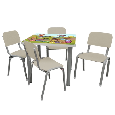 Mesa Adesivada com 4 Cadeiras WP Kids Bege Pastel