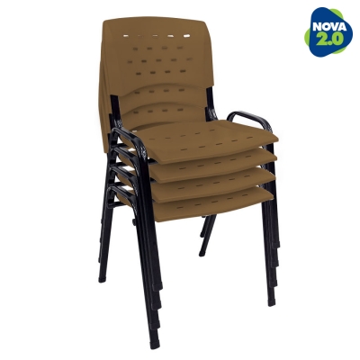 Kit 4 Cadeiras WP Flex Polipropileno Marrom