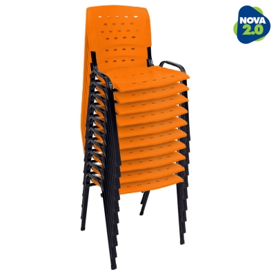 Kit 10 Cadeiras WP Flex Polipropileno Laranja