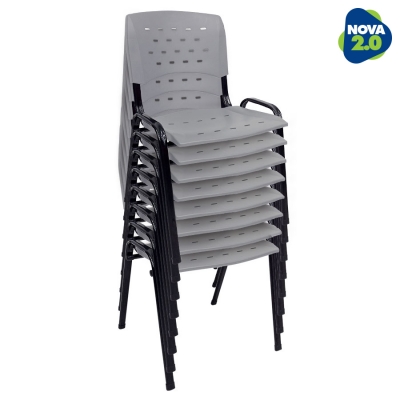 Kit 8 Cadeiras WP Flex Polipropileno Cinza