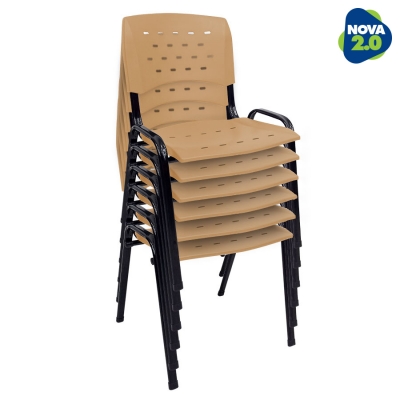 Kit 6 Cadeiras WP Flex Polipropileno Bege