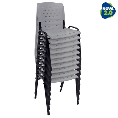 Kit 10 Cadeiras WP Flex Polipropileno Cinza
