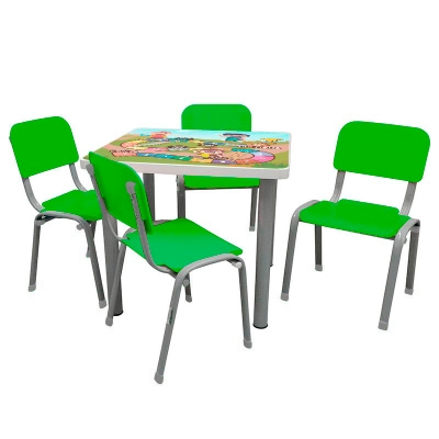 Mesa Adesivada com 4 Cadeiras WP Kids Verde