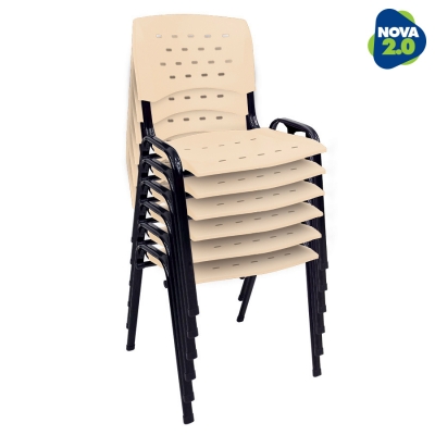 Kit 6 Cadeiras WP Flex Polipropileno Bege