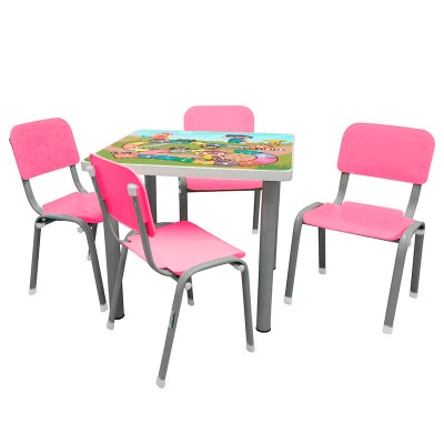 Mesa Adesivada com 4 Cadeiras WP Kids Rosa