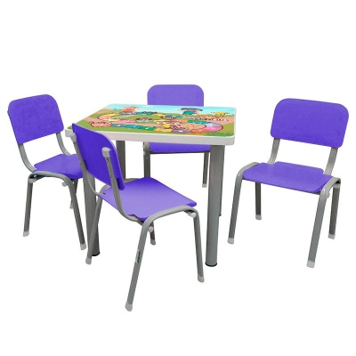 Mesa Adesivada com 4 Cadeiras WP Kids Lilás