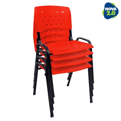 Kit 4 Cadeiras WP Flex Polipropileno Vermelha