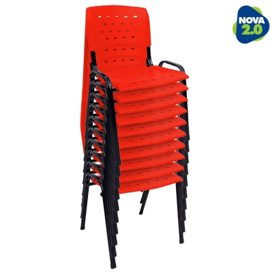 Kit 10 Cadeiras WP Flex Polipropileno Vermelha